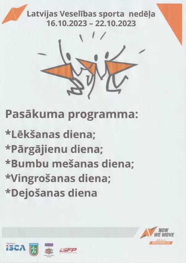 Latvijas Veselības sporta nedēļa. 16. - 20.oktobris